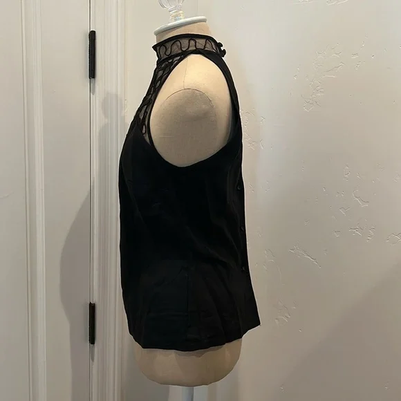 Vintage Natori Black Halter Top with Sheer Lace Detail - Picture 3 of 5